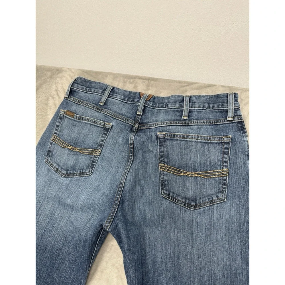 Ariat M4 Jeans Mens 36x34 Blue Denim Bootcut Stretch Embroidered Western Cowboy